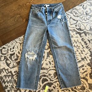 And Now This ripped mini wide leg jeans 26